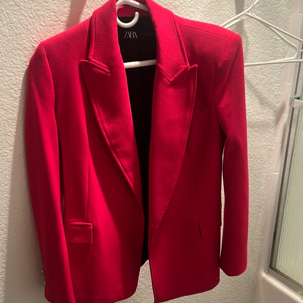 Zara Pink Red Blazer Jacket